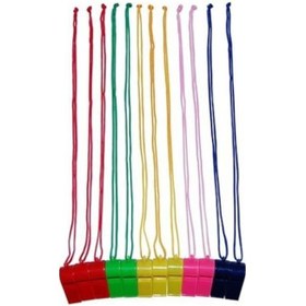 Resim 12'li Plastik Düdük Ipli Deprem Düdüğü 300 Çok Renkli 