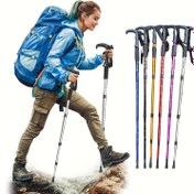 Resim 1 adet Ultra Hafif Ayarlanabilir Trekking Çubuğu - Paslanmaz Çelik, Kaymaz Kauçuk Tutma, Kamp, Trekking ve Günlük Fitness için Hafif Yürüyüş Çubuğu, Kolay Yürüyüş | Ergonomik Çubuk | Paslanmaz Çelik Çubuk 