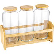 Resim Bambum Bench Standlı 4 Parça Büyük Cam Baharat Takımı 