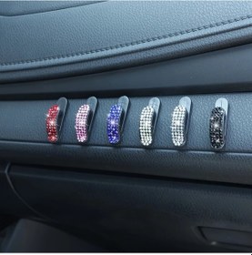 Resim Gaojunshop01 Siyah 4 Adet Kristal Araç Çengeli Dayanıklı Plastik Anahtar Usb Kablosu Askılık 