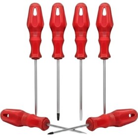 Resim Tek Düz Ve Yıldız Başlıklı 7li Tornavida Seti Ergonomik Tutma Najmaddin 