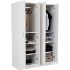 Resim Gümüş Giyinme Dolabı - Çok Amaçlı Dolap - Gardırop 180 Cm-4 Kapaklı 