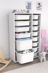Resim Pratico Rine 14 Sepetli Çok Amaçlı Oyuncak Dolabı Beyaz 2d4k8u 