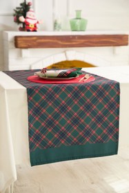 Resim AYSHome Yılbaşı Yeşil Pötikareli Runner 