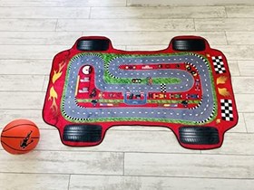 Resim Oyun Halısı Araba Desenli Makinede Yıkanabilir Çocuk Odası Halısı Dijital Baskı (150 x 230 cm) 