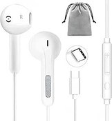 Resim USB C Kulaklıklar Kablolu Kulaklık USB C Kulaklık Tipi C Kulaklıklar Kulak İçi Kulaklıklar iPhone 15 Plus Samsung Galaxy S23 S22 S21 FE iPad Pro Huawei Google Pixel için Mikrofon ve Ses Kontrolü ile 