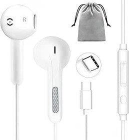 Resim USB C Kulaklıklar Kablolu Kulaklık USB C Kulaklık Tipi C Kulaklıklar Kulak İçi Kulaklıklar iPhone 15 Plus Samsung Galaxy S23 S22 S21 FE iPad Pro Huawei Google Pixel için Mikrofon ve Ses Kontrolü ile 