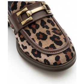 Resim Jolie Leopar Süet Topuklu Kadın Loafer Leopar 