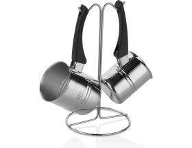 Resim 1119 - 18 Parça - Indüksiyonlu Ocak Uyumlu, Paslanmaz Çelik Çeyiz Seti, Gümüş Gövde, Siyah Detay 