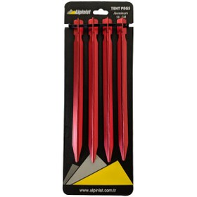 Resim Alpinist Alüminyum 6061 Çadır Kazığı 18 cm Kırmızı 4'lü 