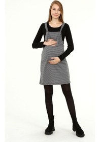 Resim Luvmabelly Myra6300 Kışlık Kazayağı Desen Hamile Jile Elbise -siyah-siyah 