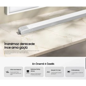 Resim Samsung Bluetooth HDMI Optik Çoklu Bağlantı 10 Hoparlör Dolby Digital Plus, Atmos Çevresel Ses Genişletmedts Virtual:x 3.1.2 Kanal Slim Soundbar 