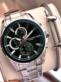 Resim Lee Cooper Premium Nişanve Damatlara Özel 2 Yıl Garantili 5 Atm Erkek Kol Saati+bileklik E.08249.300 Gümüş 