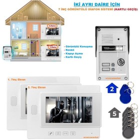 Resim İki Ayrı Daire İçin 7 İnç Görüntülü Diafon Sistemi 