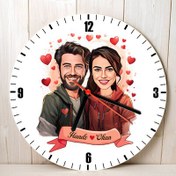 Resim Çiftlere Özel Büyük Aşkımız Karikatürlü Duvar Saati 