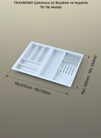 Resim Çekmece Içi Kaşıklık Ve Bıçaklık Düzenleyici Beyaz, 64x48 Yandan Ve Boydan 4cm Kesilebilir Beyaz 