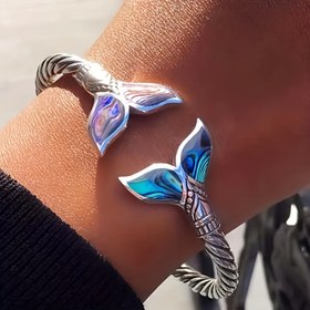 Resim Vintage Denizcilik Tarzı Denizkızı Kuyruk Bilekliği, Kaplamalı Beyaz K ile Çinko Alaşımı, Günlük Giyim ve Parti Aksesuarları için Mükemmel, Plaj Tatilleri için İdeal, Tüm Mevsimler için Uygun 