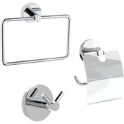 Resim EYM Banyo Aksesuar 3 Lü Set Havluluk - Wc Kağıtlık - 2 Li Askı Paslanmaz 