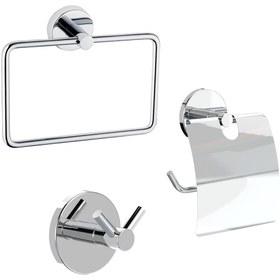 Resim EYM Banyo Aksesuar 3 Lü Set Havluluk - Wc Kağıtlık - 2 Li Askı Paslanmaz 