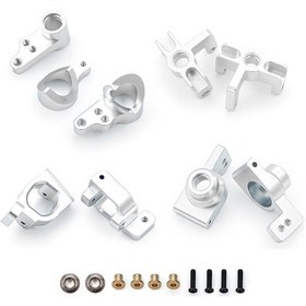 Resim Samdoo Alüminyum Direksiyon Kupa Ve C Hub Seti - Wltoys 1/14 144001 İçin Ön-arka Aksiyel Geliştirilmiş Aksesuar Gümüş 