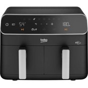 Resim Çift Hazneli Az Yağlı Hava Fritözü, Siyah, Sağlıklı ve Pratik Pişirme Cihazı 