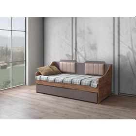 Resim Yavrulu Çekmeceli Sedir Karyola Ahşap Genç Odası Koltuk 90x190 
