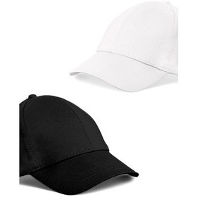 Resim Unisex Siyah Ve Beyaz Rengi 2'li Beyzbol Şapka Seti - Unisex Siyah - Beyaz 