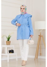 Resim Sevitli Çift Yaka Dantelli Tunik-indigo-4986 Indigo 