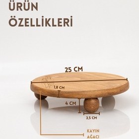 Resim Risus Top Ayaklı 25 Cm Ahşap Yuvarlak Pasta Sunum Servis Tabağı 