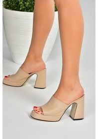 Resim Fox Shoes Ten Kalın Topuklu Kadın Terlik M404100409 
