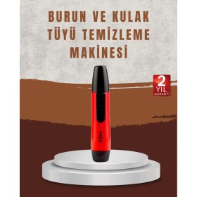 Resim Raks Leo Burun Kulak Tüy Alma Makinesi 45 Dk Şarj Süreli Kırmızı 
