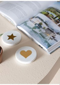 Resim The Mia Mermer Bardak Altlığı Kalp Beyaz 