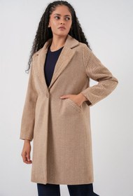 Resim 9085 Balık Sırtı Kaşe Kaban - Camel - Bordo / 38 