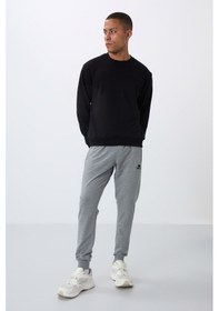 Resim Tommy Life Gri Melanj Fermuar Cepli Standart Kalıp Jogger Erkek Eşofman Alt - 84651 GB MELANJ 