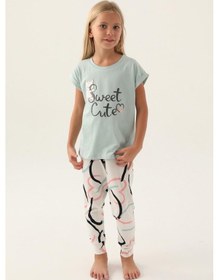 Resim Roly Poly 3399 Garson Sweet Kız Çocuk Pijama Takımı Su Yeşili 