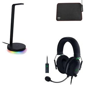 Resim Razer Blackshark V2 USB Enhancer + Trust Gxt 765 Glide-Flex Rgb USB Portlu Mousepad + Razer Base Station V2 Chroma 