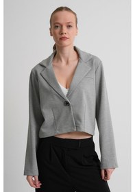 Resim Alexander Gardi Alexandergardı Astarsız Crop Blazer Ceket Açık Gri 