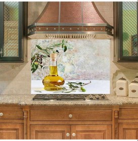 Resim Mutfak Duvar Tezgah Arası Ocak Arkası Sticker Kaplama Zeytinyağı Şişe 
