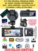 Resim Besonders K17 PRO SERİ 1080P 4K Full HD 3 Kameralı Wifi GPS Gsensör Gece Görüş Araç İçi Ön Arka Kayıt Kamera 