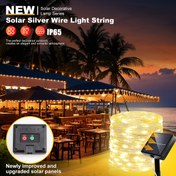 Resim 1 adet 7.0/11.99/21.99/31.9 metre 50/100/200/300LED Güneş Enerjili Işıklı Dizisi Dış Mekan, Gümüş Tel 8 Modlu Bahçe Patio Ağaç Noel Alışveriş Merkezi Parti Düğün Şükran Günü Avlu Dekoru Sıcak Beyaz (renkli) IP65 Ticari Aydınlatma 