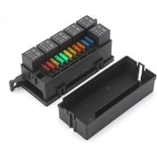 Resim Araba Modifiye 12v / 4pin / 40a Siyah Kabuk 11 Sigorta, 6 Röle Araba Makinesi Kabin Bağlantısı İç Kaset Koltuğu 