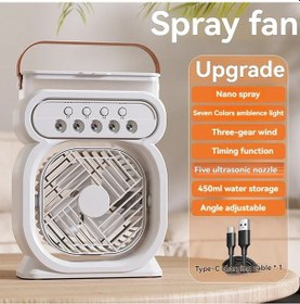 Resim 3'ü 1 Arada Yaz Fanı Klima Mini Hava Soğutucu Led Gece Lambası 