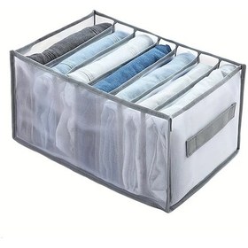 Resim Xuweiwei 1 Adet Taşınabilir 7 Bölmeli Çamaşır Düzenleyici Yıkanabilir Gri Gardrop Organizer 