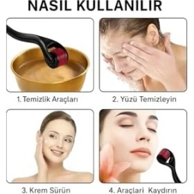 Resim Hype Store Derma Roller - 0.5 mm Titanyum Iğneli Cilt Bakım Aleti, Gözenek Sıkılaştırıcı, Kırışıklık ve Leke Karşıtı, Kolay Temizlenebilir Mikro Iğne Masaj Aleti 