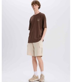 Resim DeFacto Regular Fit Beli Bağcıklı Kargo Cepli Şort D9494AX25SMBG766 