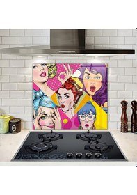Resim Cam Ocak Arkası Koruyucu Popart Ladies 52cm X 60cm 