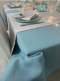 Resim Keten Görünümlü Begonvil Masa Örtüsü Maldiv 