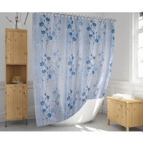 Resim Banyo Perdesi 1 x 180 x 200 Tek Kanat Duş Perdesi Halkalı Duşakabin Perdesi 4246 Mavi 