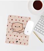 Resim Sevimli Kedi Çizimli Bilek Destekli Dikdörtgen Mouse Pad 