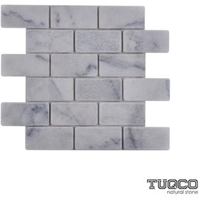 Resim TUQCO Doğaltaş Fileli 5 X 10 Carrara Eskitme Mermer Mozaik 
